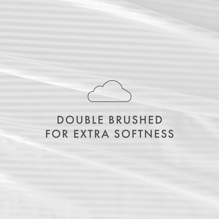 White Striped Microfiber Queen Sheet Set with Pillowcases