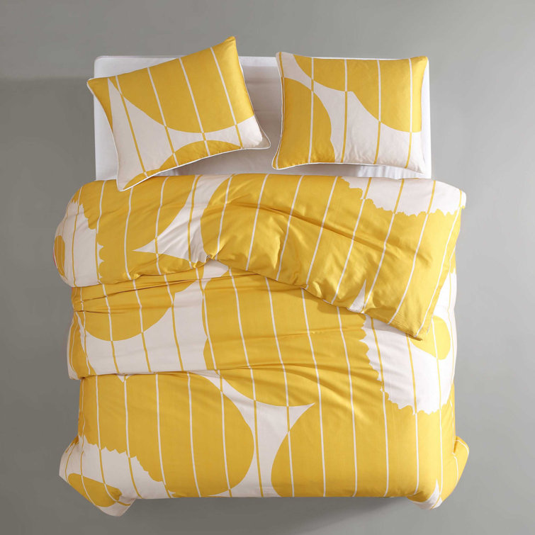 Vesi Unikko Yellow and Beige Organic Cotton Full Duvet Cover Set