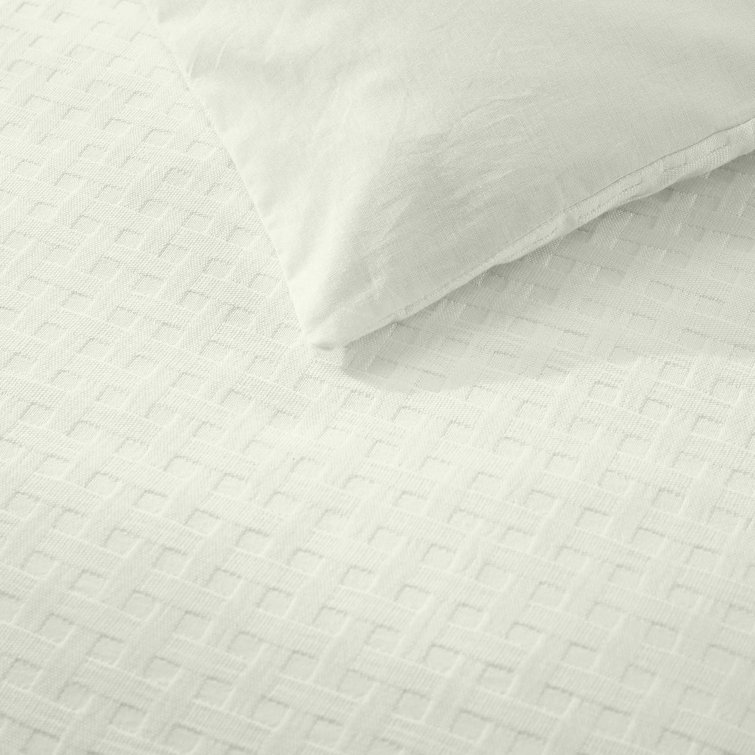 King White Cotton Basketweave Duvet Cover Set