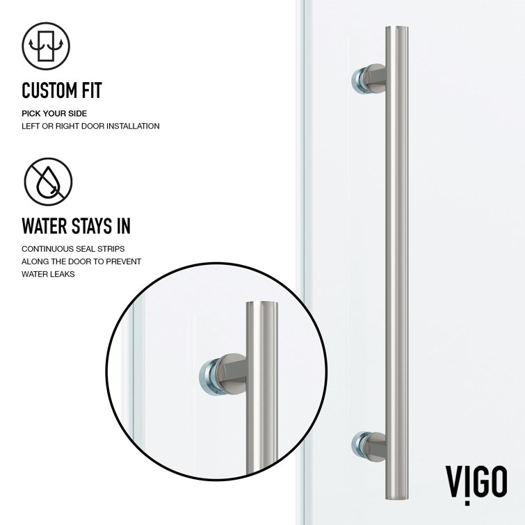 Elan 72" Frameless Clear Glass Sliding Shower Door with Stainless Steel Hardware