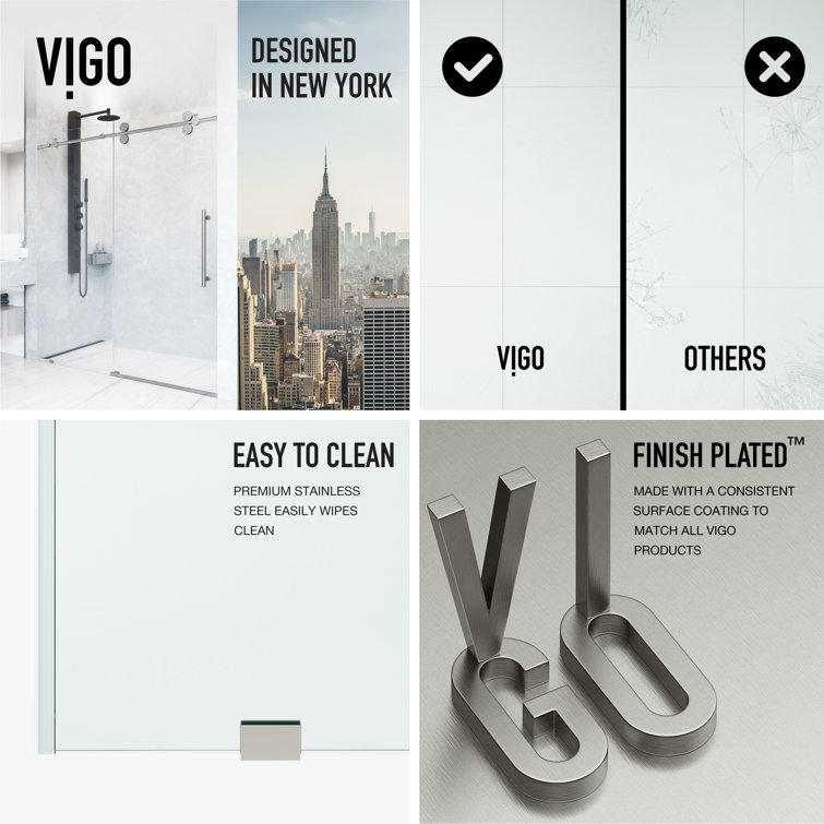 Elan 72" Frameless Clear Glass Sliding Shower Door with Stainless Steel Hardware