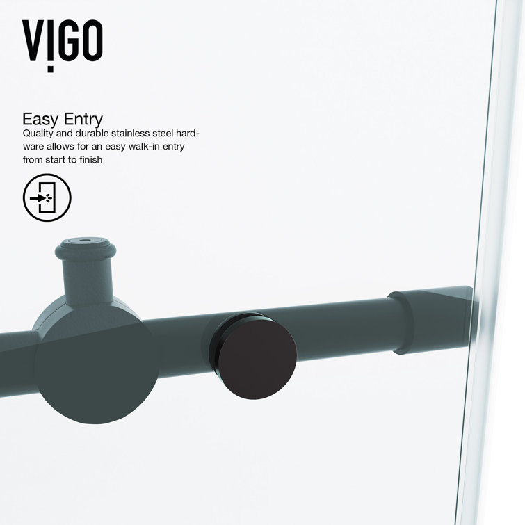 Matte Black Frameless Sliding Shower Door with Clear Glass