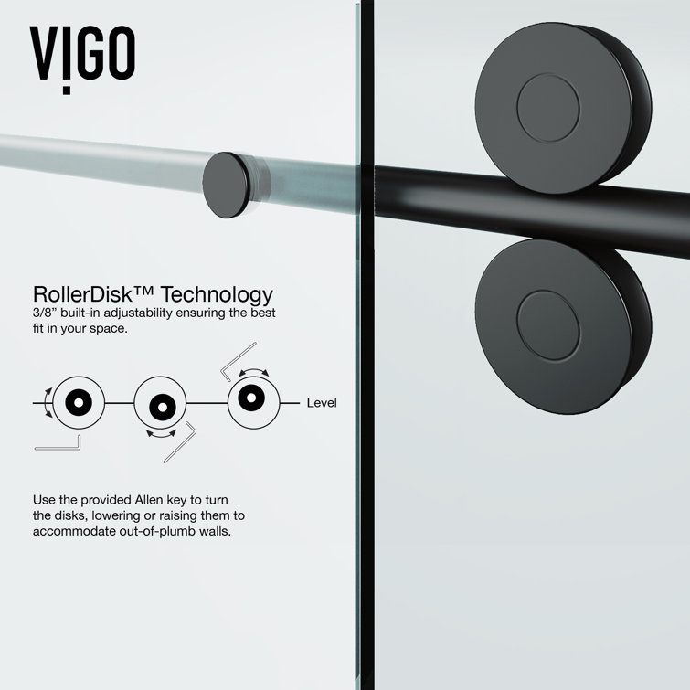 Matte Black Frameless Sliding Shower Door with Clear Glass