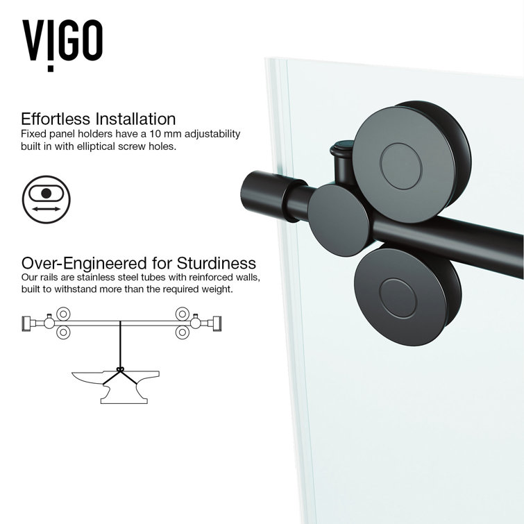 Matte Black Frameless Sliding Shower Door with Clear Glass