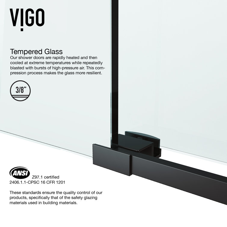 Matte Black Frameless Sliding Shower Door with Clear Glass