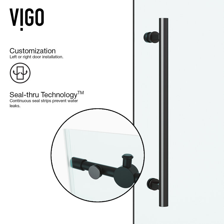 Matte Black Frameless Sliding Shower Door with Clear Glass