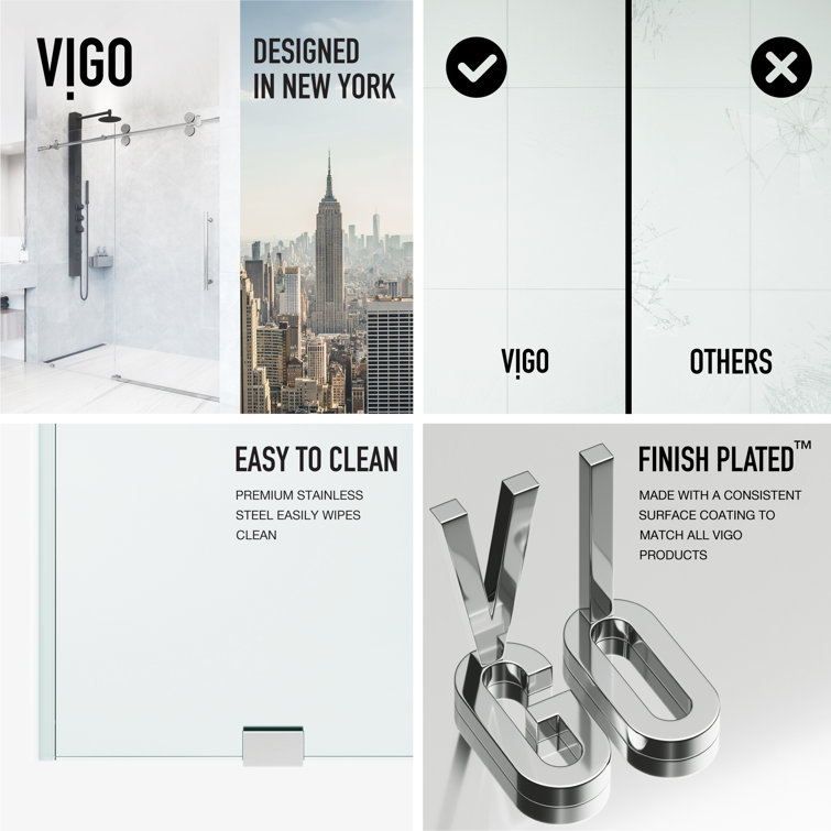 Elan 48-inch Frameless Sliding Shower Door with Clear Glass and Chrome Hardware