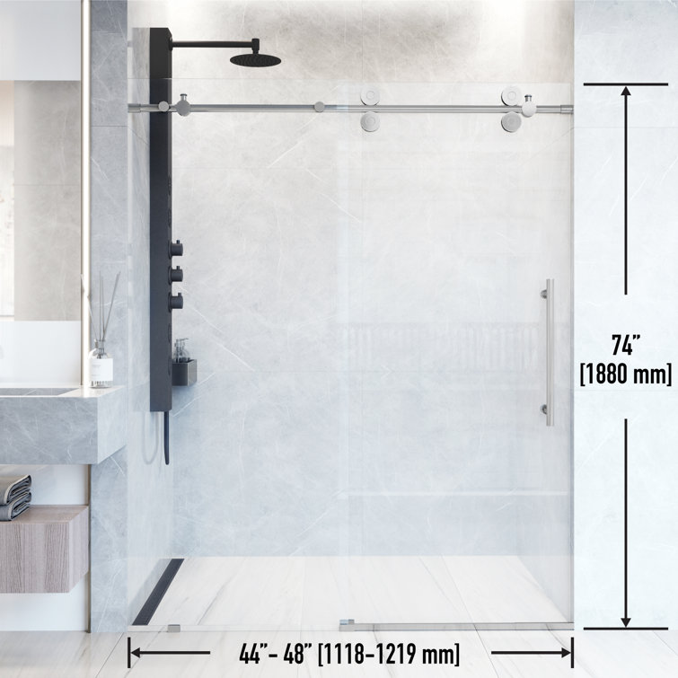 Elan 48-inch Frameless Sliding Shower Door with Clear Glass and Chrome Hardware