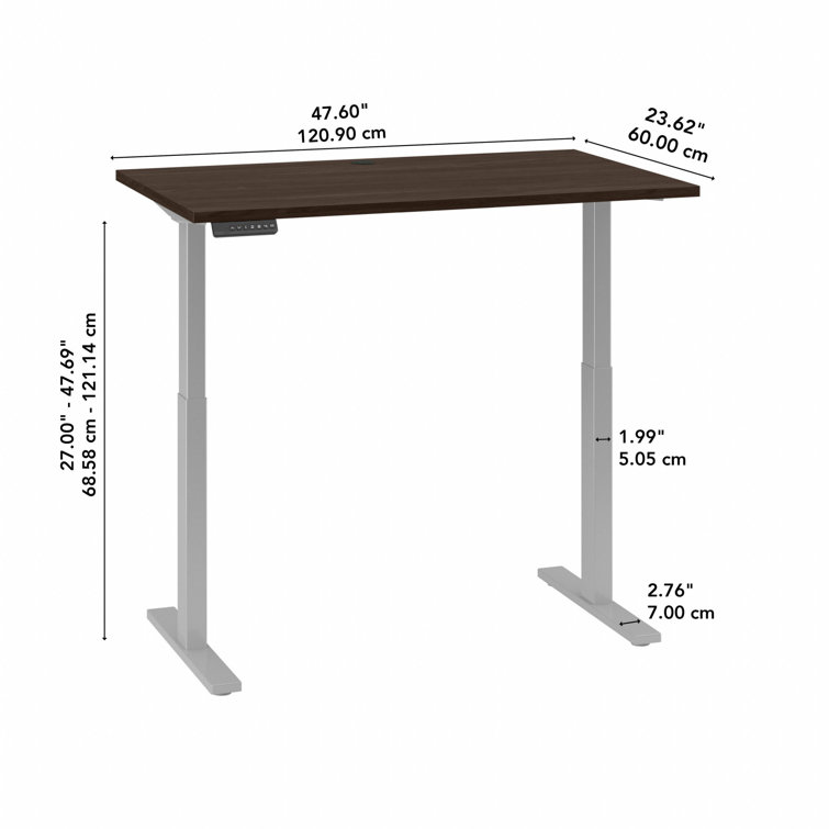 ErgoFlex Black Walnut and Cool Gray Electric Sit-Stand Desk 47.6"