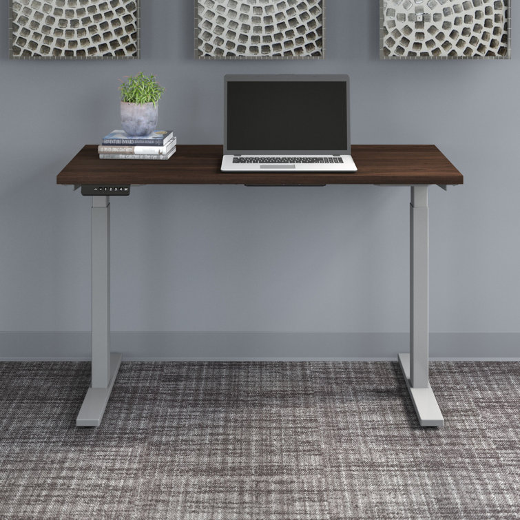 ErgoFlex Black Walnut and Cool Gray Electric Sit-Stand Desk 47.6"