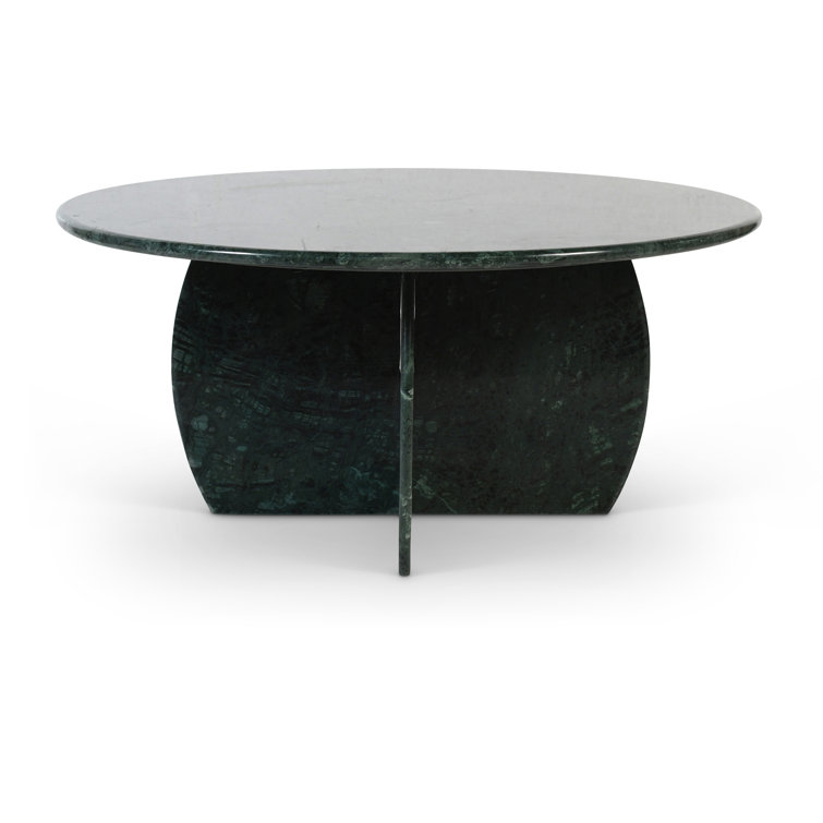 Green Marble Round Coffee Table with Cross Legs