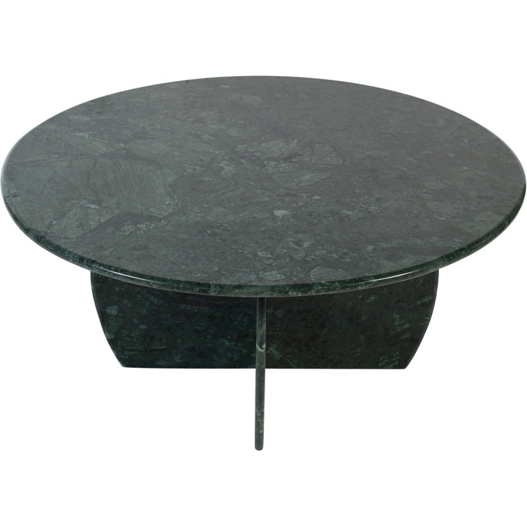 Green Marble Round Coffee Table with Cross Legs