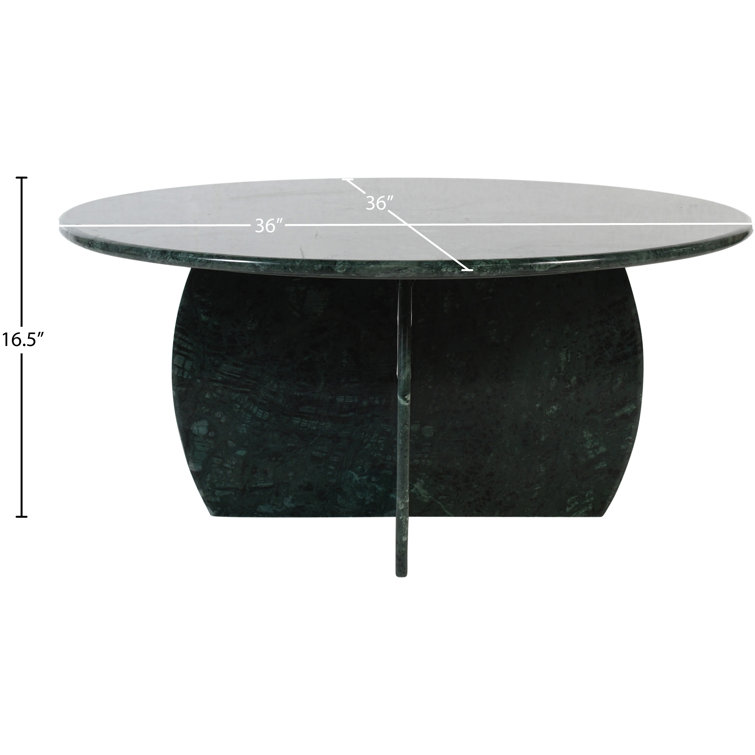 Green Marble Round Coffee Table with Cross Legs