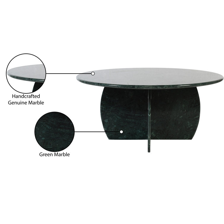 Green Marble Round Coffee Table with Cross Legs