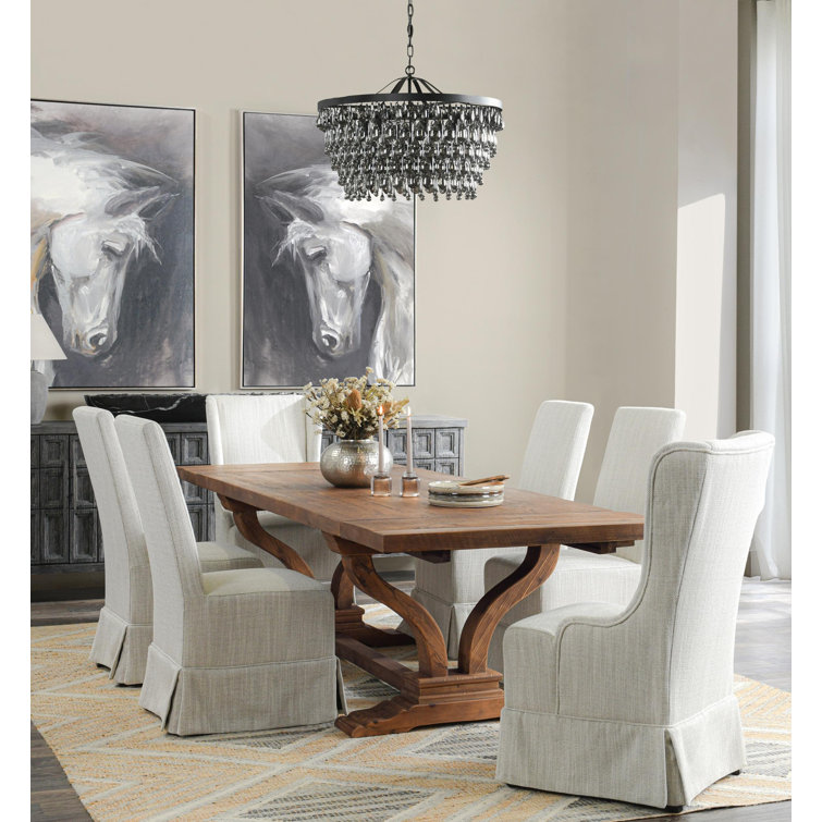 Reclaimed Wood Extendable Dining Table with Artistic Curves