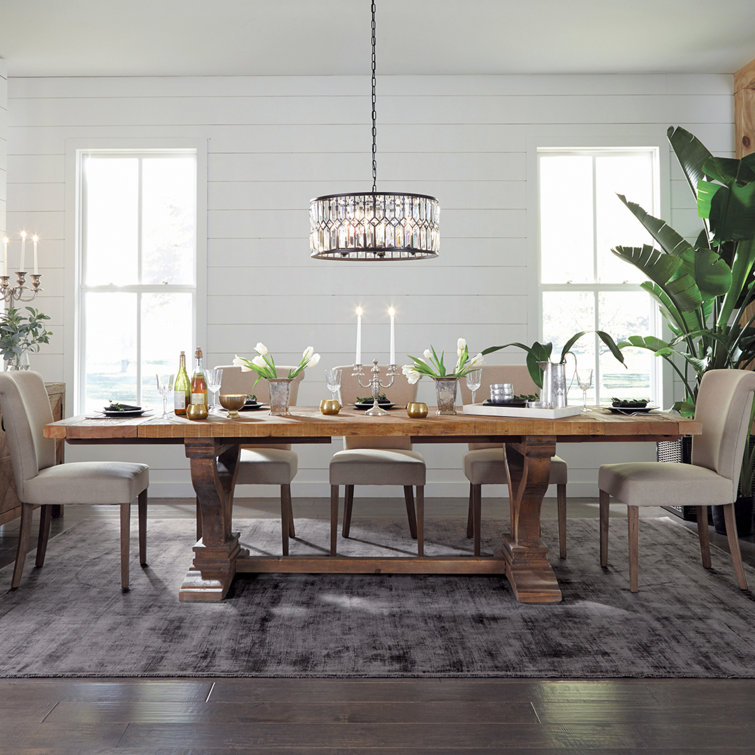 Reclaimed Wood Extendable Dining Table with Artistic Curves