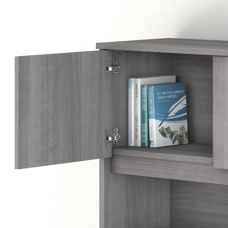 Platinum Gray Contemporary U-Shaped Office Desk with Hutch