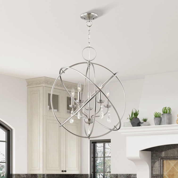 Aria Brushed Nickel Crystal Orb Chandelier