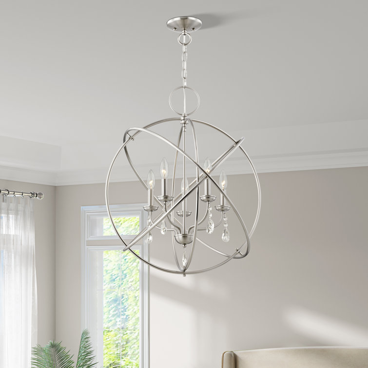 Aria Brushed Nickel Crystal Orb Chandelier