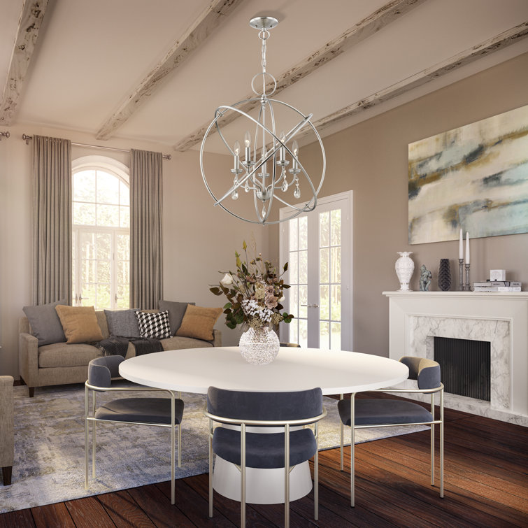 Aria Brushed Nickel Crystal Orb Chandelier