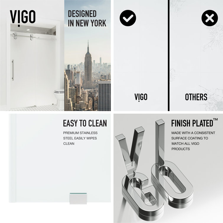 Elan 56-60" Frameless Frosted Glass Sliding Shower Door
