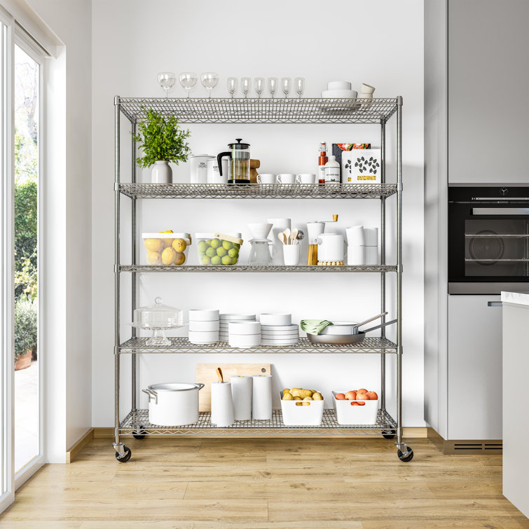 UltraDurable 5-Tier Steel Shelving with Wheels, 60" W x 24" D