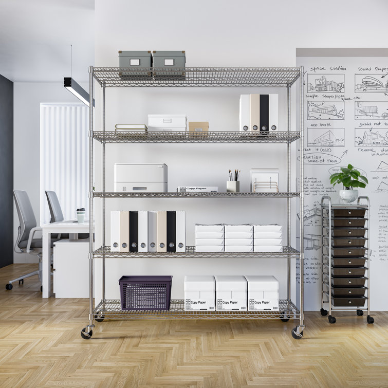 UltraDurable 5-Tier Steel Shelving with Wheels, 60" W x 24" D