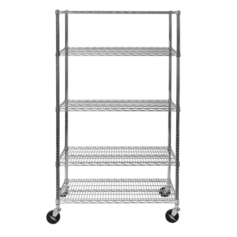 UltraDurable 5-Tier Chrome Steel Wire Shelving, 48" x 24" x 72"