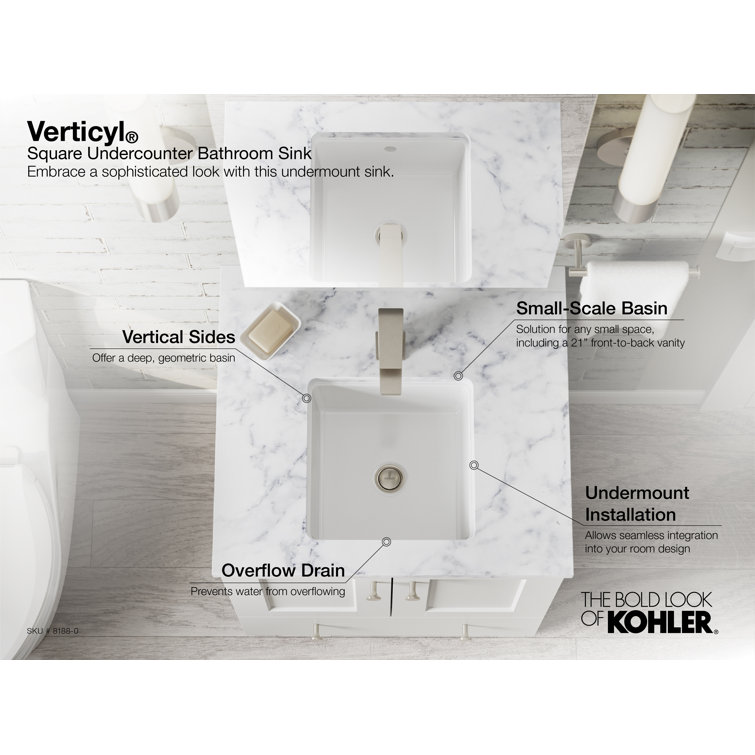 White Ceramic 11" Square Undermount Bathroom Sink