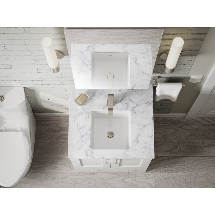 White Ceramic 11" Square Undermount Bathroom Sink