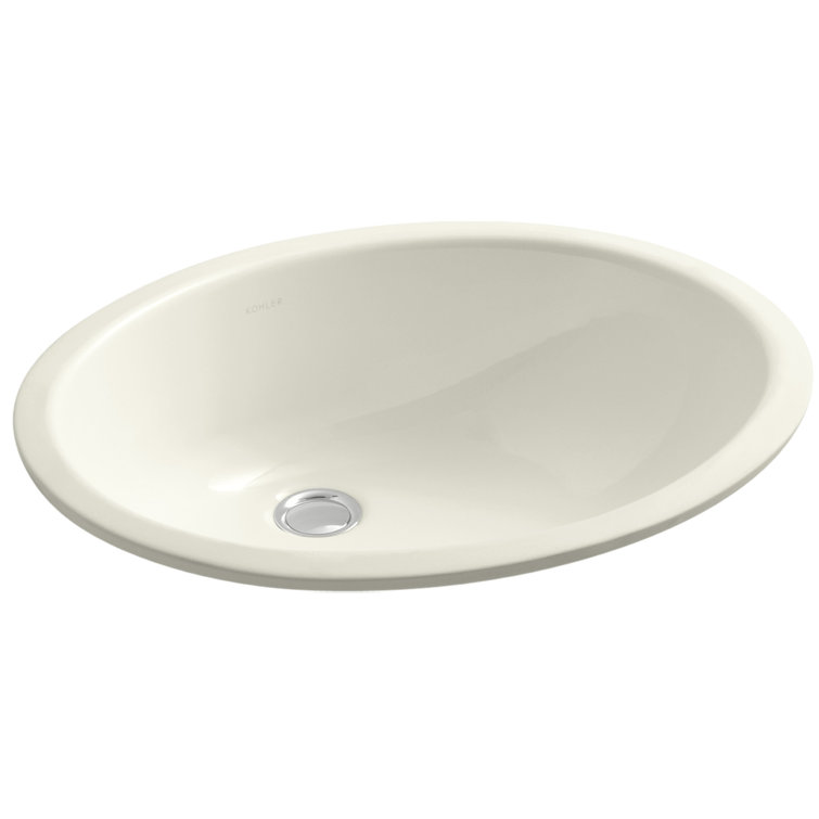 Biscuit Ceramic Oval Undermount Bathroom Sink