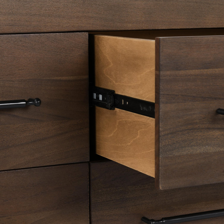 Cocoa Brown Acacia Wood 2-Drawer Nightstand with Metal Bar Pulls