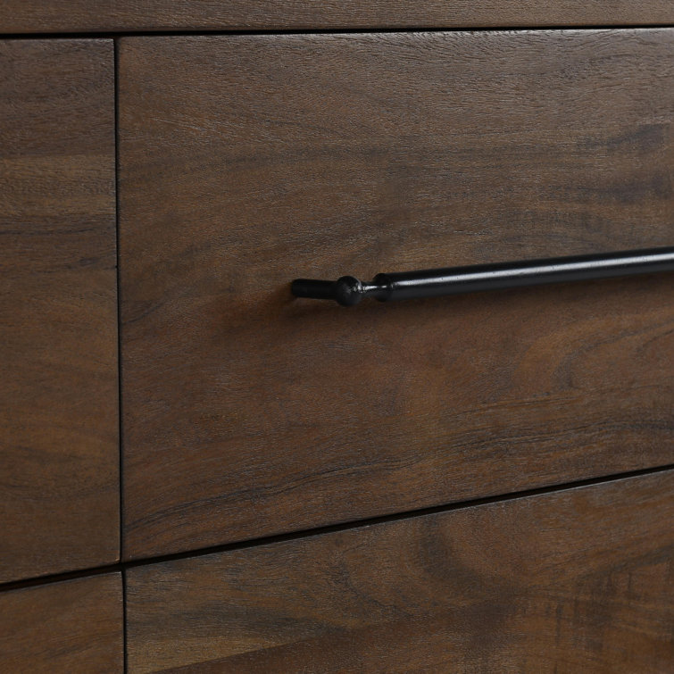 Cocoa Brown Acacia Wood 2-Drawer Nightstand with Metal Bar Pulls