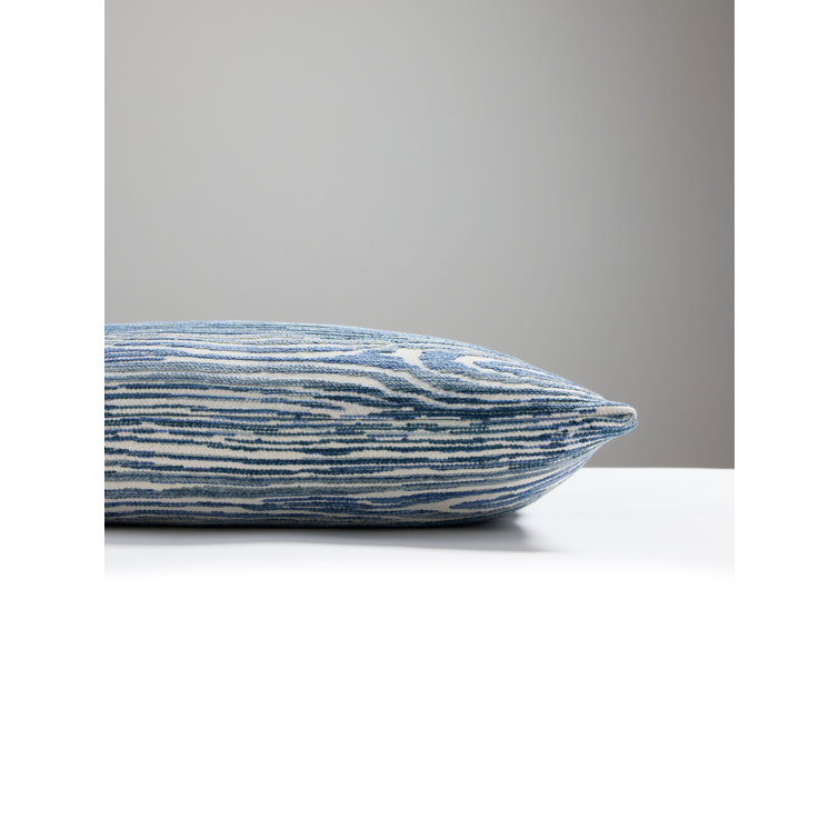 Wedgwood Blue Jacquard Wood-Grain Pattern Pillow