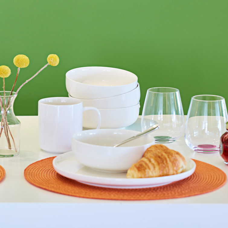 White Porcelain 12-Piece Dinnerware Set for Four
