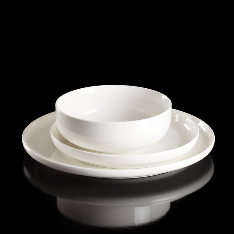 White Porcelain 12-Piece Dinnerware Set for Four