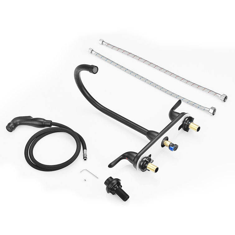Matte Black Stainless Steel High-Arc Kitchen Faucet with Pull-out Spray