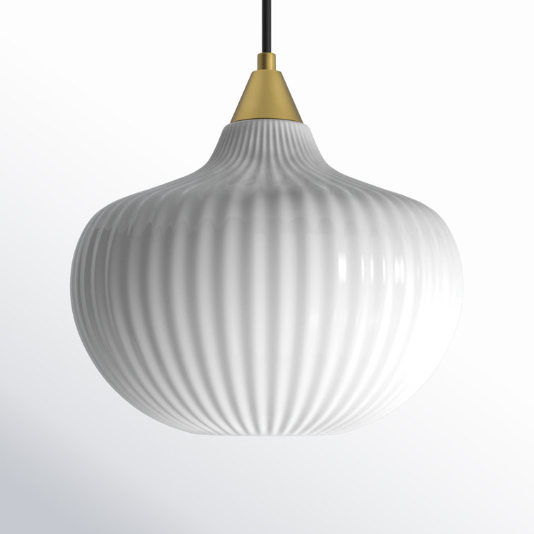 Antique Gold Ribbed Glass Globe Pendant Light