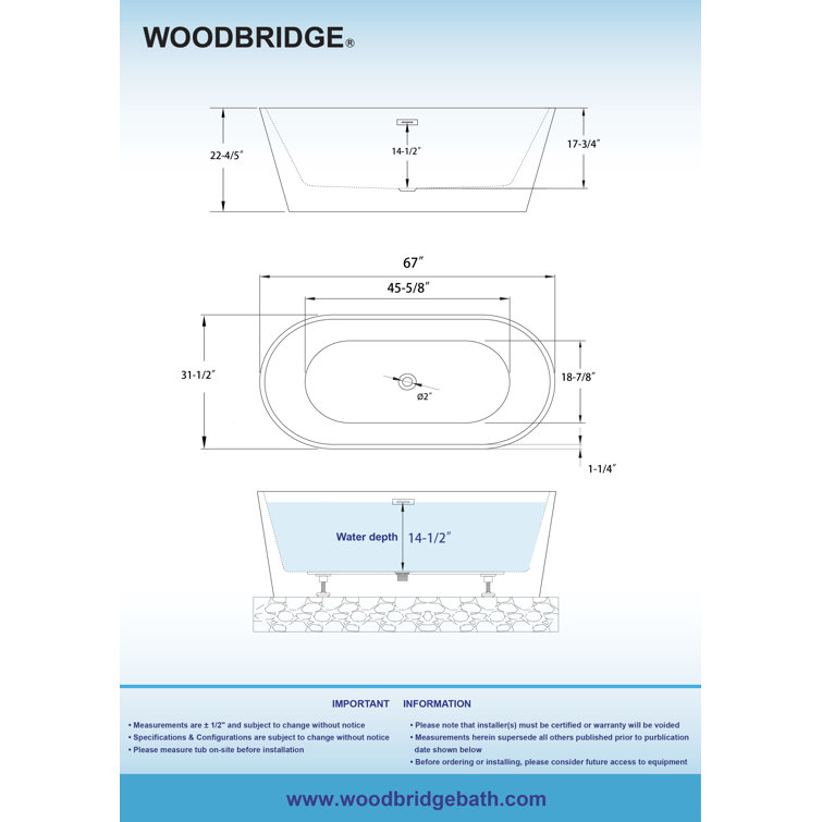 67'' Black Acrylic Freestanding Double Slipper Soaking Tub