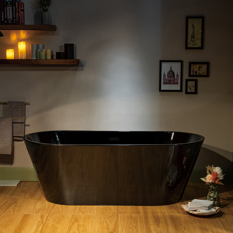67'' Black Acrylic Freestanding Double Slipper Soaking Tub