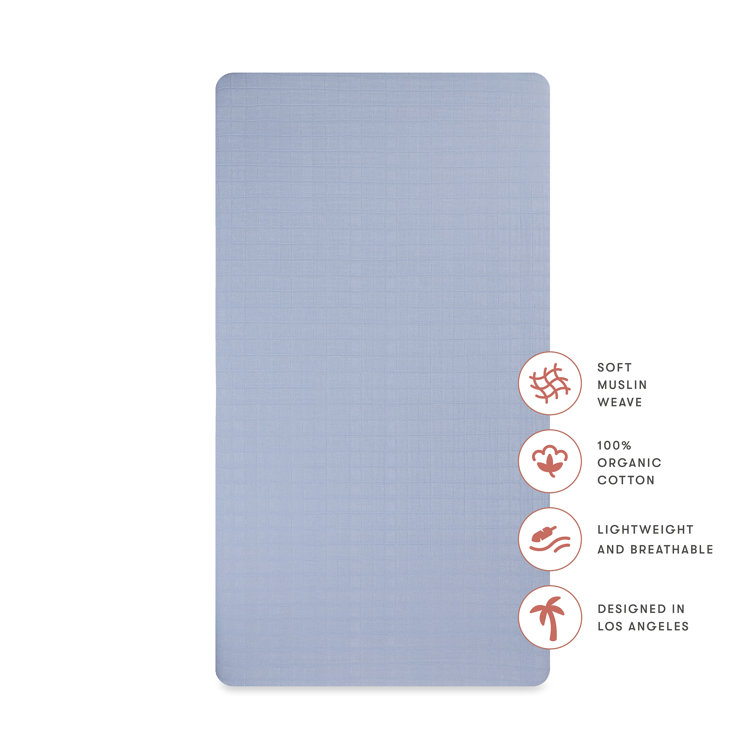 Dewdrop Blue Organic Cotton Muslin Crib Sheet