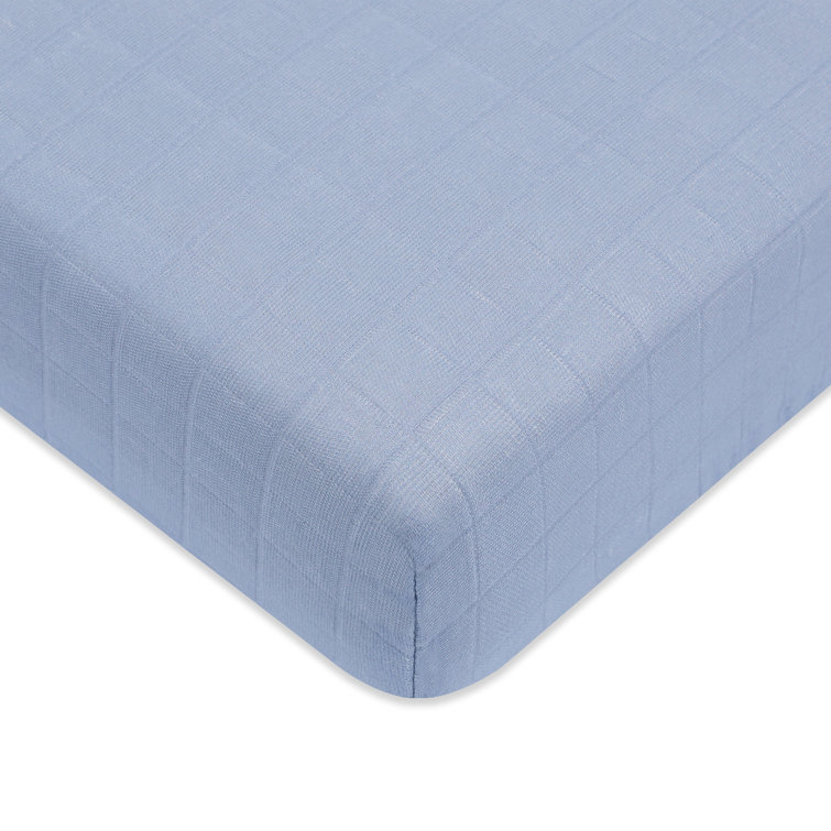 Dewdrop Blue Organic Cotton Muslin Crib Sheet