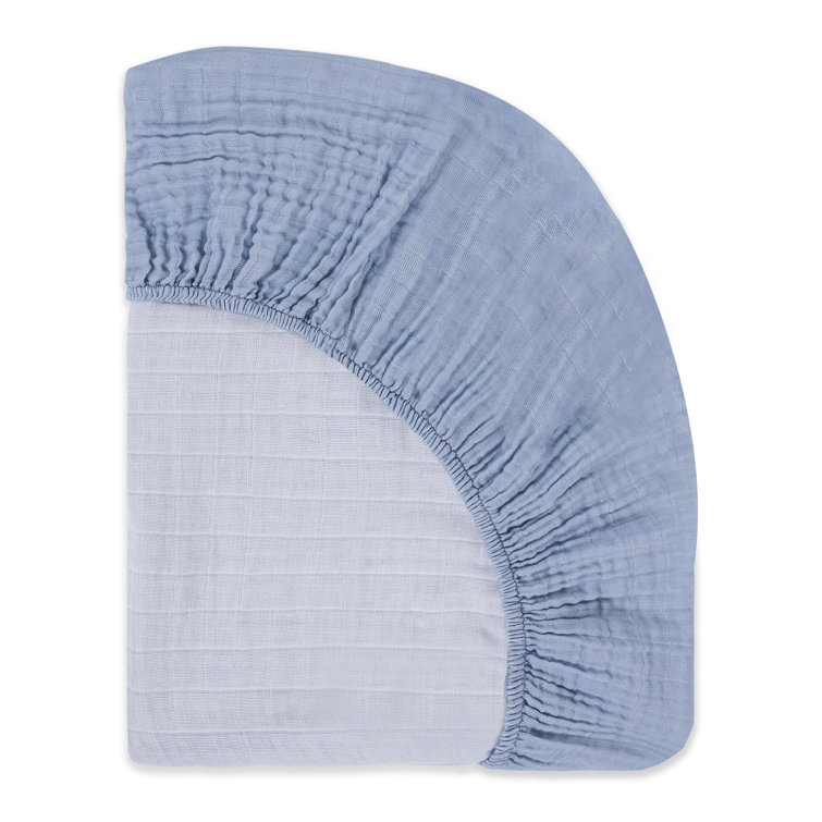 Dewdrop Blue Organic Cotton Muslin Crib Sheet