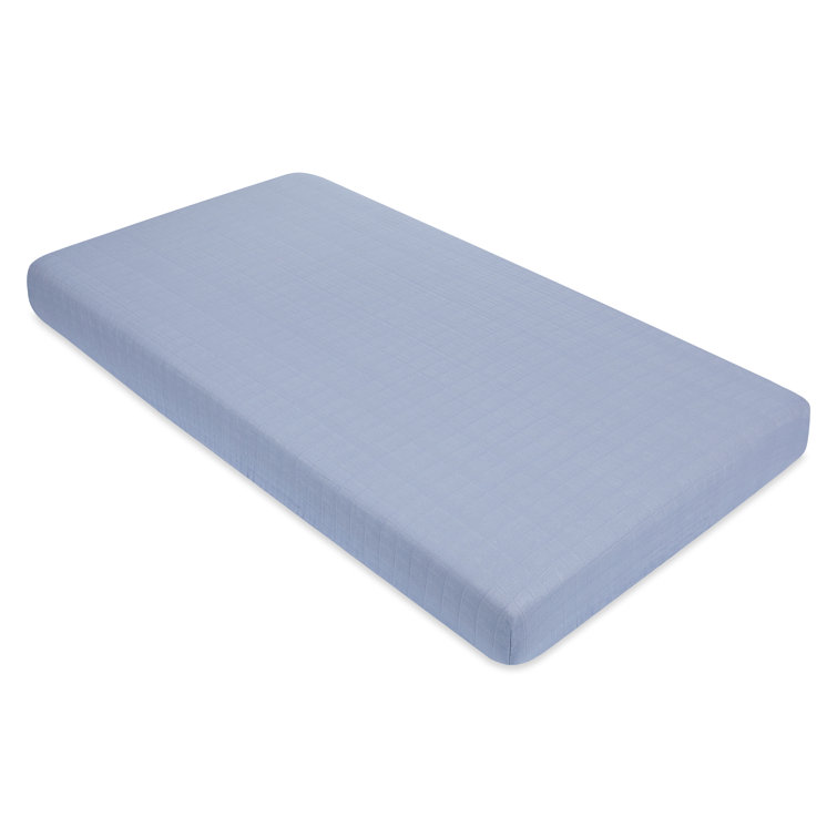 Dewdrop Blue Organic Cotton Muslin Crib Sheet