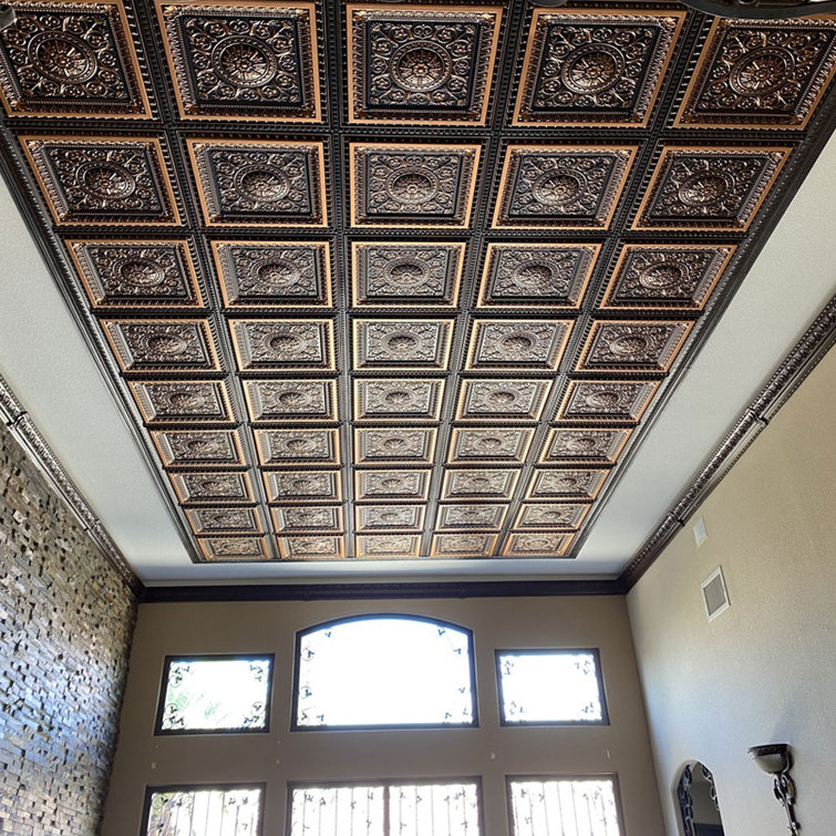 La Scala Antique Copper Faux Tin 2x4 ft Ceiling Tile