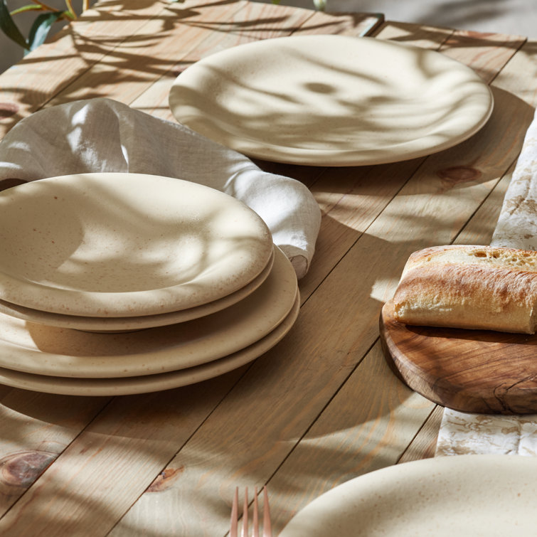 Cream Matte Ceramic 12-Piece Round Dinnerware Set
