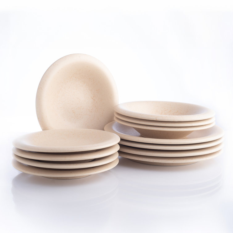 Cream Matte Ceramic 12-Piece Round Dinnerware Set
