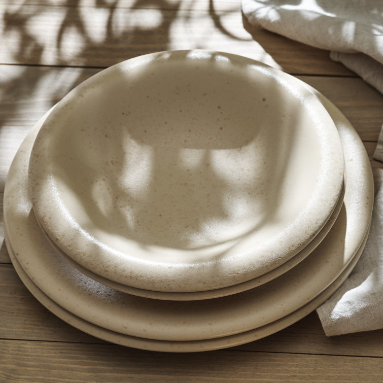 Cream Matte Ceramic 12-Piece Round Dinnerware Set