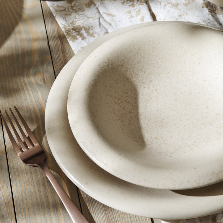 Cream Matte Ceramic 12-Piece Round Dinnerware Set