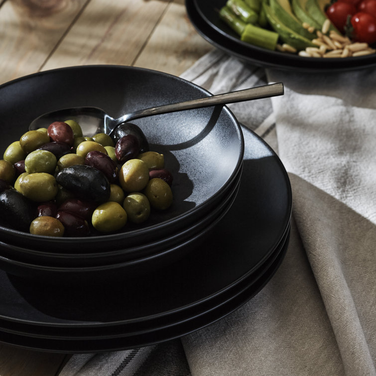 Black Matte 12-Piece Ceramic Dinnerware Set, Service for 4